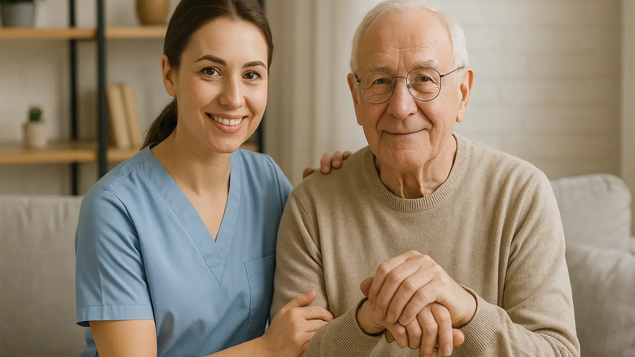 CaroCare24 Pflegerin mit Patienten