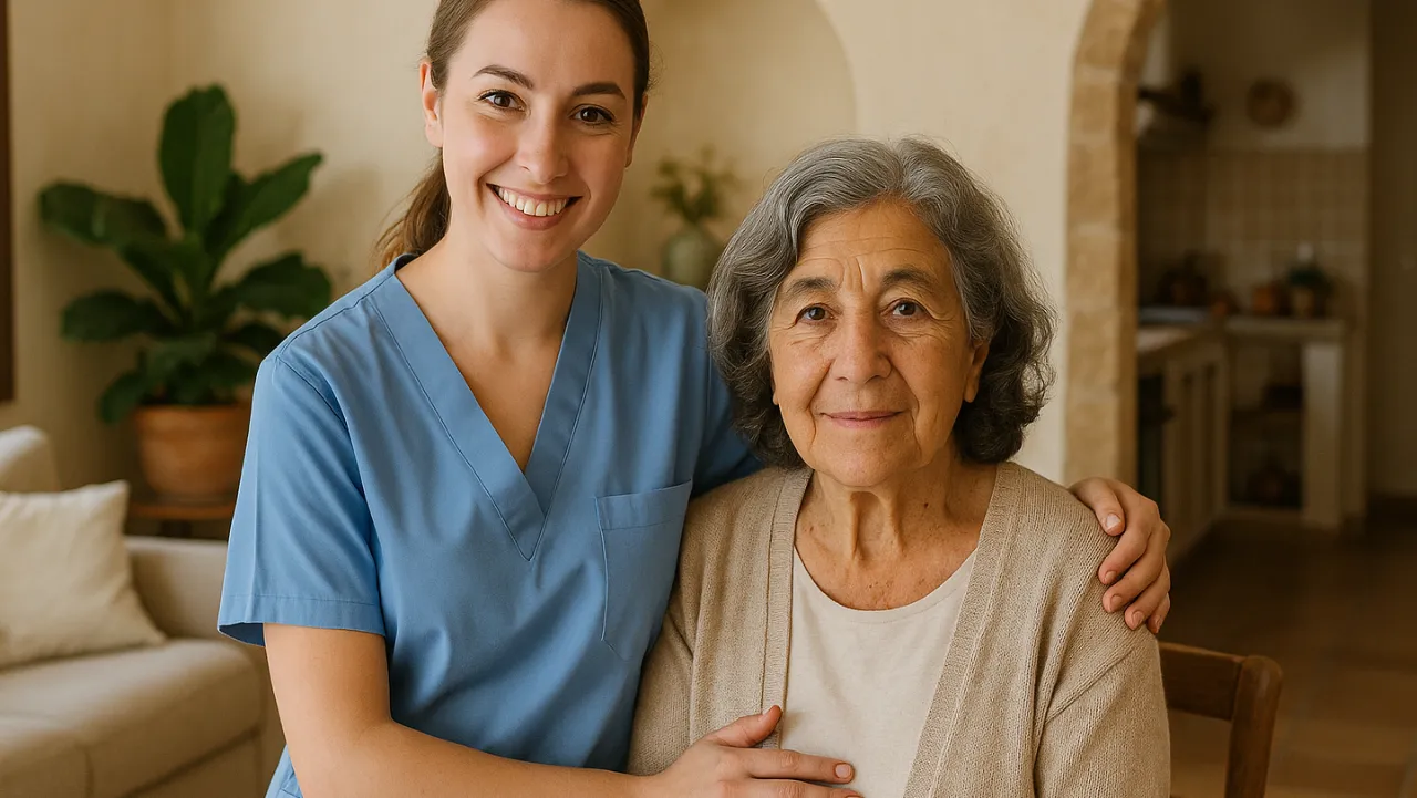 CaroCare24 Pflegerin mit Patientin