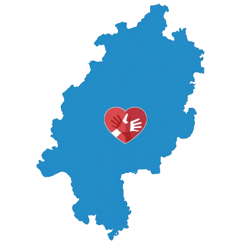 Karte von Hessen mit dem CaroCare24-Logo Karte von Hessen mit dem CaroCare24-Logo