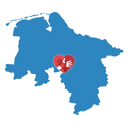 Karte von Niedersachsen mit dem CaroCare24-Logo Karte von Niedersachsen mit dem CaroCare24-Logo