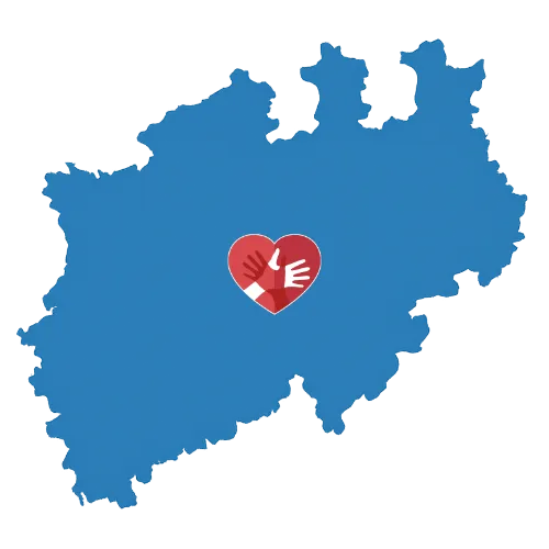 Karte von Nordrhein-Westfalen mit dem CaroCare24-Logo Karte von Nordrhein-Westfalen mit dem CaroCare24-Logo