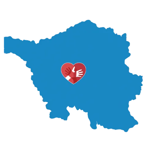 Karte vom Saarland mit dem CaroCare24-Logo Karte vom Saarland mit dem CaroCare24-Logo