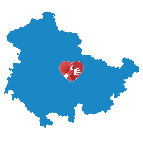 Karte von Thüringen mit dem CaroCare24-Logo Karte von Thüringen mit dem CaroCare24-Logo