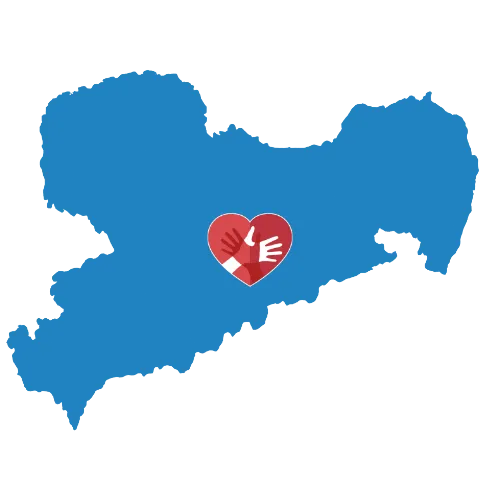 Karte von Sachsen mit dem CaroCare24-Logo Karte von Sachsen mit dem CaroCare24-Logo